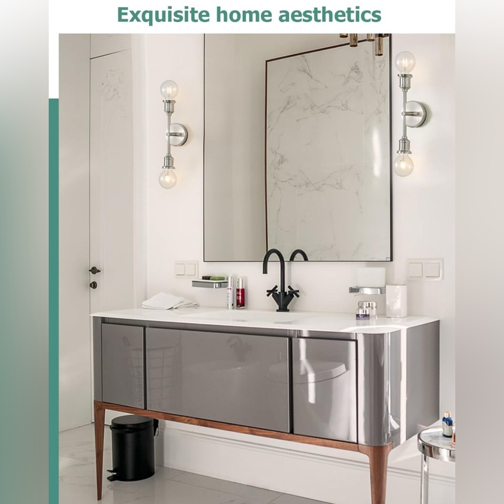 2-Pack Bath Vanity Light Fixtures, Indoor Brushed Nickel Finish Wall Sconces